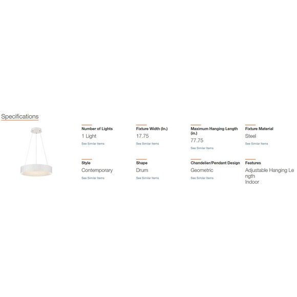 Hollandale 100-Watt Integrated LED White Pendant (Retail $215) - Picture 4 of 9